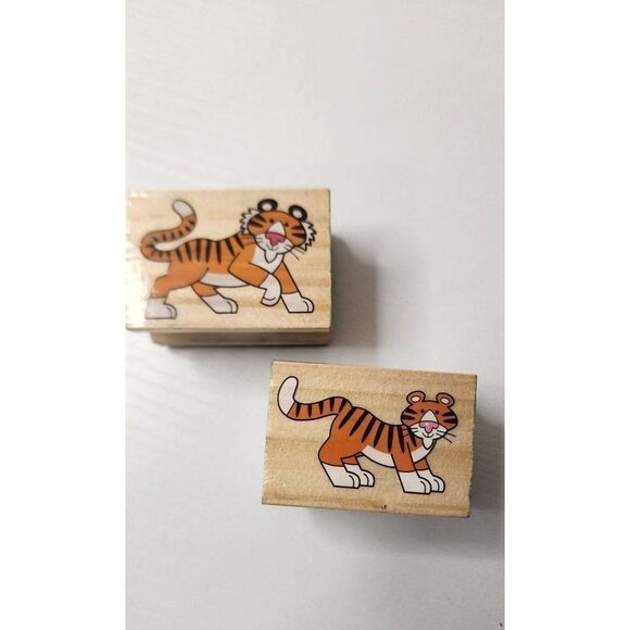 Set of 2 Tiger Rubber Stamps for Crafting - Picture 1 of 3